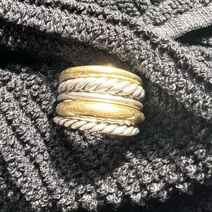 David Yurman 18kt Gold and Silver/- 5 Layer Stacked Ring.